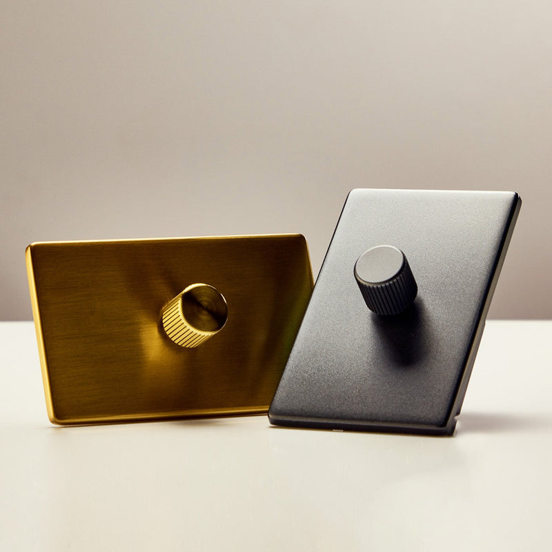 Single Rotary Wall Dimmer in Brass